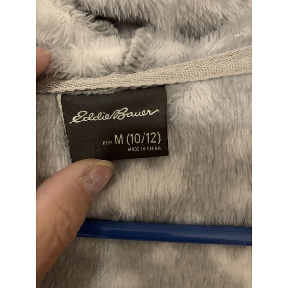 Eddie Bauer Hooded Robe 10-12 Gray/white Soft Dear Print Cozy Soft Warm SuggleUp - Picture 2 of 5